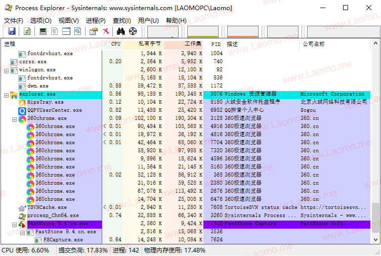 ProcessExplorer 17.13 汉化 @magicgenius