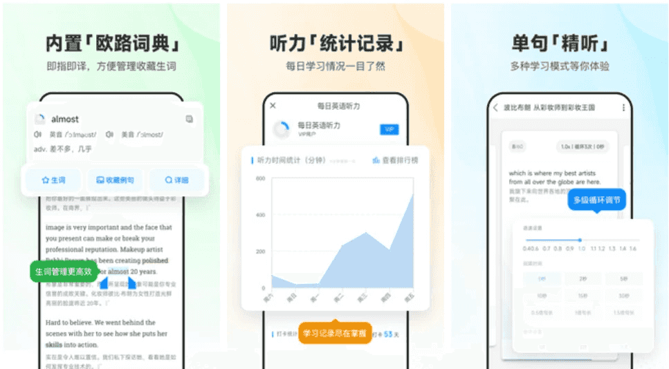每日英语听力 v26.5.1 解锁vip会员版 英语精听跟读神器