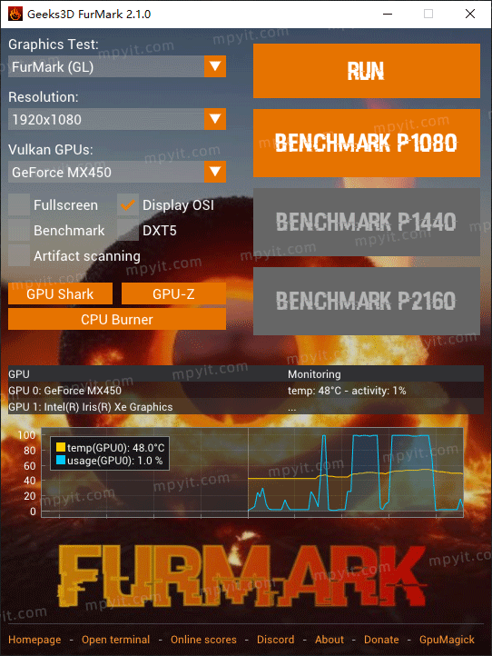 FurMark 2.10.2 GPU显卡烤机 OpenGL基准测试